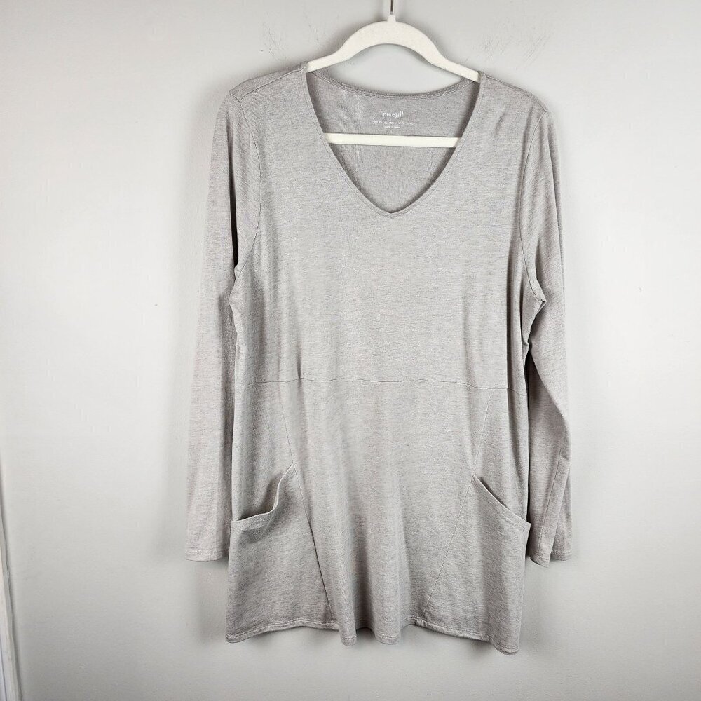 Pure Jill J.Jill Seamed V-neck tunic women size L pockets